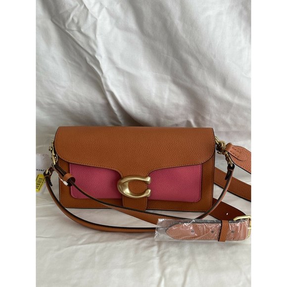 NWT Coach Tabby Fold Colorblock Shoulder Bag - watermelon multi / brass $395 - Picture 5 of 10